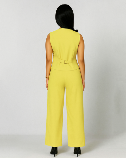 Waistcoat & Plazzo 2pc Set (Pastel Yellow)
