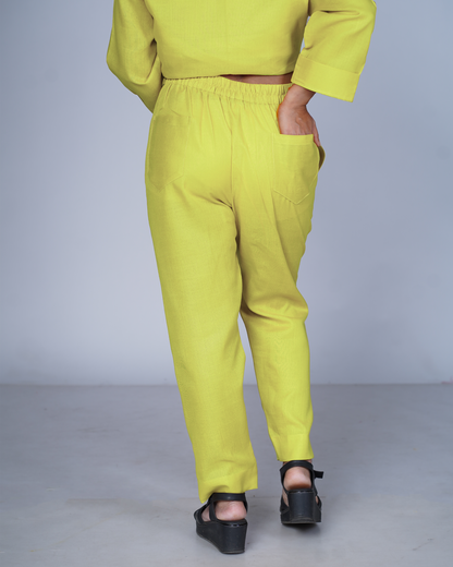 Side zip pants (Pastel Yellow)