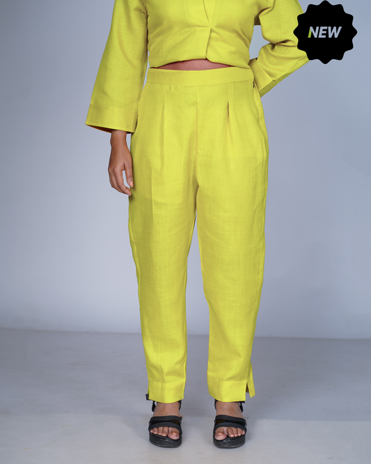 Side zip pants (Pastel Yellow)